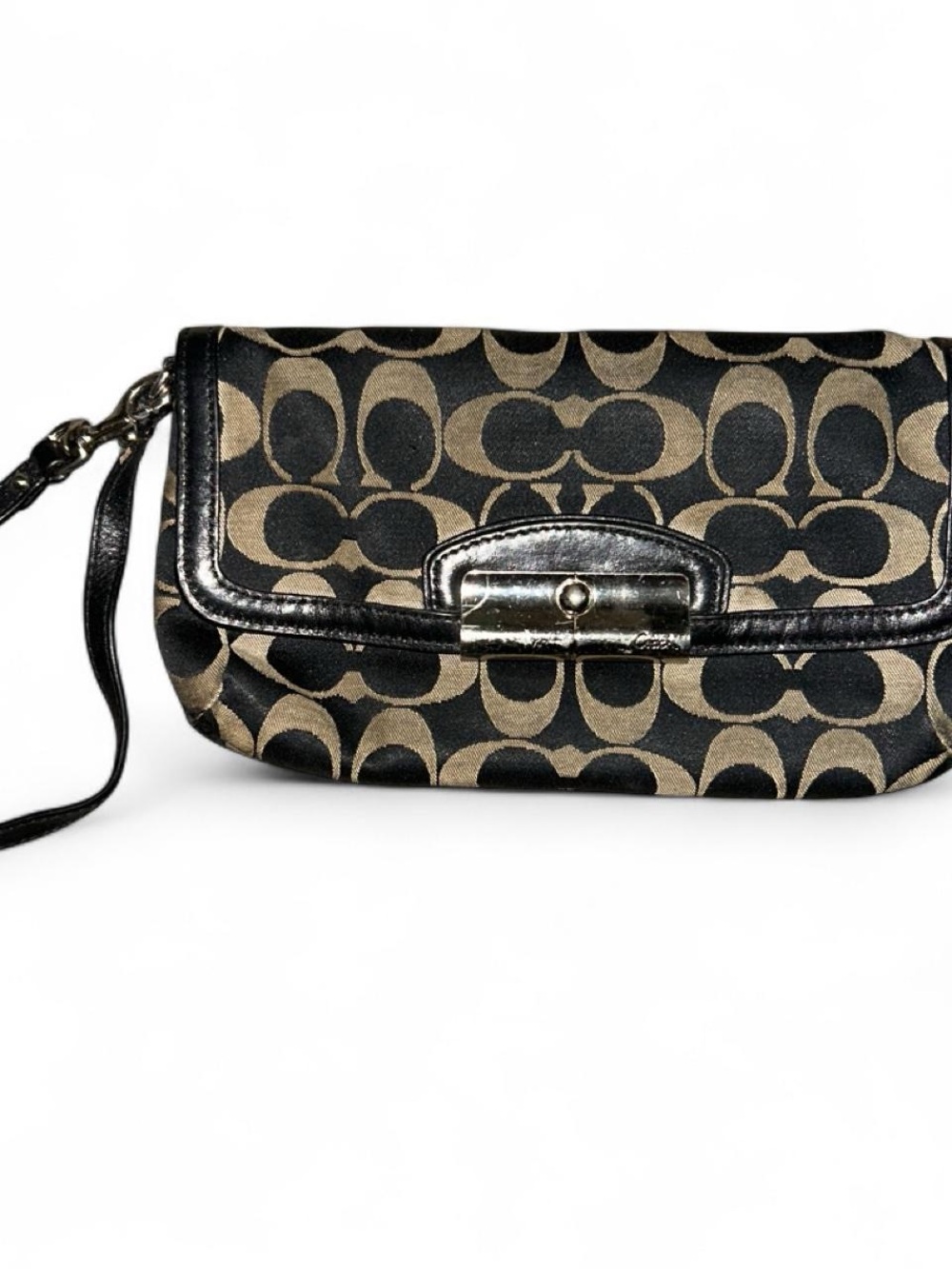 vintage Y2K coach signature turnlock flap wristlet 🖤✨
